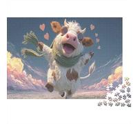 Happy Calf Avec lunettes de Soleil et écharpe 1000 Pieces Jigsaw Puzzle for Adults Faune Sauvage Cadeau Idéal Anti-Stress Décoration Murale Jeu Éducatif Activité Intellectuelle 70x50cm/1000pcs