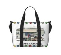 Happy Camper - Bolsa de viaje para mujer, ligera, para artículos personales, Black, Talla única
