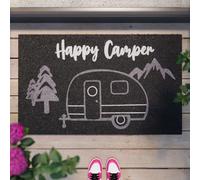 Happy Camper - Felpudo de coco elegante de WECONhome para interiores y espacios intermedios (40 x 60 cm, antracita)