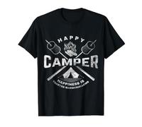 Happy Camper Marshmellogy Style Cool Novedad diseños gráficos Camiseta gráfica económica, Hombre, Negro, L