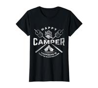 Happy Camper Marshmellogy Style Cool Novedad diseños gráficos Camiseta gráfica económica, Mujer, Negro, L