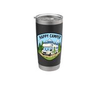 Happy Camper RV Camping Pun Joke Camp Lover Cita Diciendo Diversión Vaso térmico de acero inoxidable de doble pared