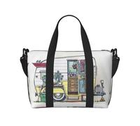 Happy Campers - Bolsa de viaje para mujer, ligera, para artículos personales, Black, Talla única