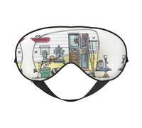 Happy Campers - Máscara para dormir con estampado de campistas, venda nocturna, cubierta suave para sombra de ojos para mujeres y hombres, para viajes, siesta y meditación