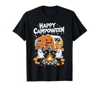 Happy Campoween Pumpkin Ghosts Camping Fogatas de Halloween Camiseta