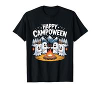 Happy Campoween Pumpkin Ghosts Camping Fogatas de Halloween Camiseta