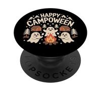 Happy Campoween Pumpkin Ghosts Camping Fogatas de Halloween PopSockets PopGrip Adhesivo
