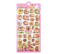 Happy Capy 3D Stickers - Reusable Cartoon Craft Decals | Cute Capybara Themed Set with Playful Patterns, Sturdy Adhesive & Creative Fun for Children Christmas and DIY Projects