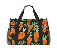 Happy carrot - Bolsa de viaje de gran capacidad con estampado de zanahoria sin costuras, bolsa de viaje elegante y funcional, Negro -, Talla única