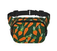 Happy carrot Print - Riñonera cuadrada de doble capa con estampado de zanahoria, unisex, para viajes y entrenamiento, Negro -, Talla única