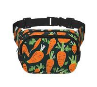 Happy carrot - Riñonera unisex con estampado de zanahoria sin costuras, cuadrada, doble capa, para viajes y entrenamiento, Negro -, Talla única