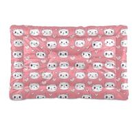 Happy Cartoon Heart Cat Blush Dog Bed Mat Soft antideslizante para perros grandes, jumbo, medianos y pequeños, 24 x 18 pulgadas