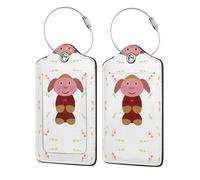 Happy Cartoon Pig - 2 etiquetas de piel sintética para viajes de negocios, adecuadas para bolsos, mochilas, equipaje