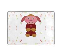 Happy Cartoon Pig - Alfombra con estampado de cerdo de dibujos animados de 80 x 58 pulgadas, alfombra suave y esponjosa para sala de estar, oficina, mesa de café, cama, balcón