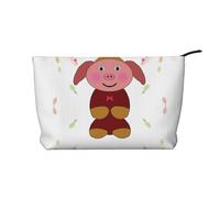 Happy Cartoon Pig - Bolsa de maquillaje de pana con cremallera, organizador de artículos de aseo ideal para viajes de corta distancia, Black, Talla única