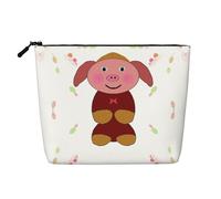 Happy Cartoon Pig - Bolsa de maquillaje versátil de cáñamo falso, organizador de artículos de aseo de viaje, perfecto para uso diario, viajes de negocios y mucho más., Black, Talla única