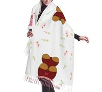 Happy Cartoon Pig Cashmerette - Bufanda con flecos - Bufanda de moda para mujer - Chal de cabeza, bufanda larga - Ideal para otoño e invierno