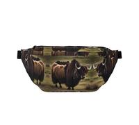 Happy Cartoon Pig - Riñonera versátil con bolsillos con cremallera, ideales para viajes, correr, senderismo y ciclismo, Mighty Highland Yak, Talla única