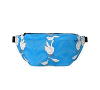 Happy Cartoon Pig - Riñonera versátil con bolsillos con cremallera, ideales para viajes, correr, senderismo y ciclismo, Casa de ganso blanco, Talla única