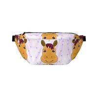 Happy Cartoon Pig - Riñonera versátil con bolsillos con cremallera, ideales para viajes, correr, senderismo y ciclismo, Cabeza de caballo de dibujos animados, Talla única