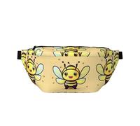 Happy Cartoon Pig - Riñonera versátil con bolsillos con cremallera, ideales para viajes, correr, senderismo y ciclismo, Abeja amarilla, Talla única