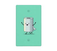 Happy Cartoon - Rollo de papel higiénico de una sola palanca en blanco, placa de pared en blanco, cubierta decorativa para interruptor de luz, 1 banda para cocina, baño, tamaño 11,4 x 7 cm