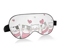 Happy Cats Valentine Day Sleep Eye Mask, Sleeping Mask & Blindfold con diadema elástica Soft Comfort Eyeshade Sleep Cover para viajes Yoga Nap