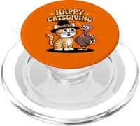 Happy Catsgiving Funny Cat Acción de Gracias Peregrino Pavo Humor PopSockets PopGrip para MagSafe
