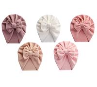 Happy Cherry 5 PCS Bebés Gorras Recién Nacido Sombreros Turbante con Lazo Infantil Gorro de Hospital Lindo Niño Niña Beanie Gorro Accesorios 0-3 Años