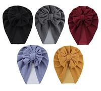 Happy Cherry 5 PCS Gorras Turbante Bebés Gorros con Nudo Niño Niña Buenas Gorras de Hospital Infantil Hats Envolventes Accesorios para el Cabello 6 Meses-3 Años