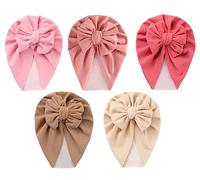 Happy Cherry 5 PCS Gorras Turbante Bebés Gorros con Nudo Niño Niña Buenas Gorras de Hospital Infantil Hats Envolventes Accesorios para el Cabello 6 Meses-3 Años