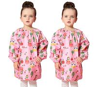Happy Cherry - Babi Escolar Infantil Bebé Baberos Impermeables con Mangas Niño Niña Bata Pintura Estampado Animado 2 PCS Baby Guardería Delantal para Comer Juego Blusón - 1-3 Años