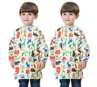 Happy Cherry - Babi Escolar Infantil Bebé Baberos Impermeables con Mangas Niño Niña Bata Pintura Estampado Animado 2 PCS Baby Guardería Delantal para Comer Juego Blusón - 1-3 Años
