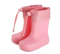 Happy Cherry - Bota de Agua de Goma Infantil Botas de Lluvia Niño Niña Zapatillas Caucho Impermeables Niños con Cordón Ajustable en Cuello para Deportes Exteriores Día lluvioso - 28 EU - Rosa