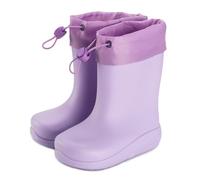 Happy Cherry - Bota de Agua de Goma para Niño Niña Infantil Botas de Lluvia Zapatillas Impermeables Niños Caucho Color Liso con Cordón Ajustable en Cuello para Exteriores Día lluvioso - 28 EU - Morado