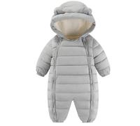 Happy Cherry - Buzo Invierno Bebé Mameluco Mono Niño Niña Ropa de Una Pieza con Capucha Traje de Nieve Cálido Romper Grueso Infantil Pelele Entero Calentito para Otoño Primavera - 18-24 Meses - Gris