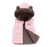Happy Cherry - Chaleco Niña Invierno con Forro Niño Chaqueta sin Mangas Chalecos Casuales con Capucha Infantil Abrigo Acolchado Cálido para Primavera Otoño - 2-3 Años - Rosa