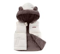 Happy Cherry - Chalecos Acolchados Niño Niña Invierno Chaqueta Acolchado sin Mangas Niñas Niños Chaleco Grueso con Capucha con Forro Cálido Infantil para Escuela Deportes - 4-5 Años - Beige