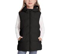 Happy Cherry - Chalecos Invierno Niño Niña con Capucha Chaquetas sin Mangas Acolchados Niñas Chaleco Acolchado con Cremallera Niños Infantil Abrigo Cálido para Primavera Otoño - 98-104 - Negro