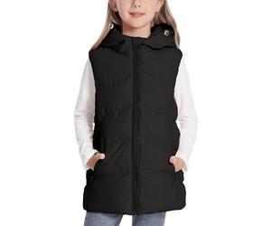 Happy Cherry - Chalecos Invierno Niño Niña con Capucha Chaquetas sin Mangas Acolchados Niñas Chaleco Acolchado con Cremallera Niños Infantil Abrigo Cálido para Primavera Otoño - 98-104 - Negro