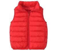 Happy Cherry Chalecos sin mangas para niños Chaleco de plumón para niño y niña, invierno acolchado chaqueta sin mangas, rojo, 8-9 años