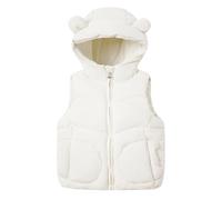 Happy Cherry - Chaqueta Bebé sin Mangas Acolchado Niña Niño Chaleco Invierno con Capucha Niños Infantil Chalecos Cálidos Niñas Chico Abrigo con Cremallera para Escuela Deportes - 3-4 Años - Blanco