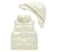 Happy Cherry - Chaqueta sin Mangas Acolchado Niña Niño Chaleco Invierno con Capucha Removible Infantil Chalecos Cálidos Niños Niñas Abrigo sin Mangas para Escuela Deportes - 110-120m - Beige