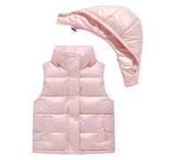 Happy Cherry - Chaqueta sin Mangas Acolchado Niña Niño Chaleco Invierno con Capucha Removible Infantil Chalecos Cálidos Niños Niñas Abrigo sin Mangas para Escuela Deportes - 110-120cm - Negro