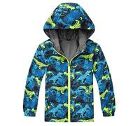 Happy Cherry Chubasquero para niños, resistente al viento y al agua, con bloque de colores, chaqueta ligera para exteriores para niños y niñas de 4 a 12 años, azul oscuro, 120