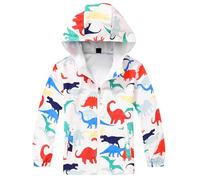 Happy Cherry Chubasquero para niños, resistente al viento y al agua, con bloque de colores, chaqueta ligera para exteriores para niños y niñas de 4 a 12 años, Blanco, 110