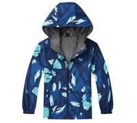 Happy Cherry Chubasquero para niños, resistente al viento y al agua, con bloque de colores, chaqueta ligera para exteriores para niños y niñas de 4 a 12 años, azul, 110
