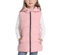 Happy Cherry - Infantil Chaleco con Capucha Acolchado Niño Chaqueta sin Mangas Niños Niñas Chalecos Invierno Niña Chica Abrigo Cálido con Cremallera para Primavera Otoño - 110-116 - Rosa