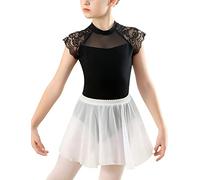Happy Cherry Maillot de ballet para niña, traje de ballet con falda para niños, manga corta, body de baile, algodón, ropa de ballet, adolescentes, traje de gimnasia para 3 - 16 años, Falda de gasa de