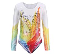 Happy Cherry Maillot de Gimnasia Niñas Leotardo de Danza Clásico Manga Larga Body de Ballet Transpirable Ropa de Una Pieza Gimnástica Actuación, 9-10 Años